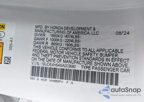 2025 Acura Integra A-Spec W/ Technology from USA, damaged, VIN 19UDE4H64SA003680
